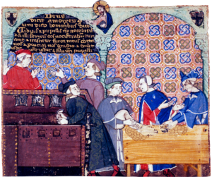 Bankers in an Italian counting house in the 14th cent