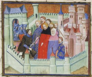 Henry Bolingbroke kneels to King Richard II 